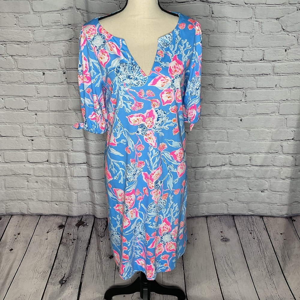 Lilly Pulitzer Easley Short Sleeve Dress Multi Bahamian Rhapsody Large NWT - Picture 3 of 16